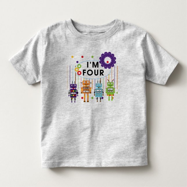 Infantil Camiseta e presentes do aniversário do robô 4ns (Frente)