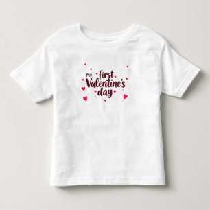 Infantil Camiseta Feminina Meu Primeiro Dia dos Namorados, 