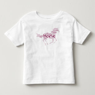 Infantil Camiseta Feminina Nuvem de Palavras de Cavalo – Ca