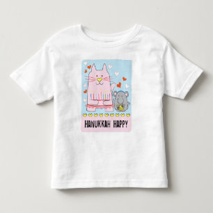 Infantil Camiseta Jersey de Hanukkah para Criança Gato e Ra