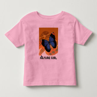Infantil Camiseta Natureza-Rapariga-Borboleta. Crianças