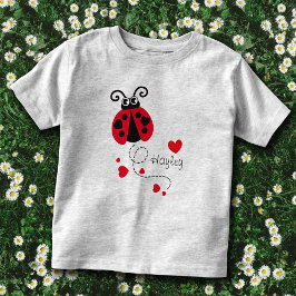Infantil Camiseta nome vermelho corações besouro voador