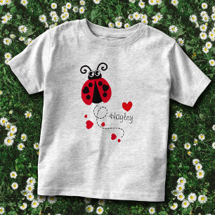 Infantil Camiseta nome vermelho corações besouro voador