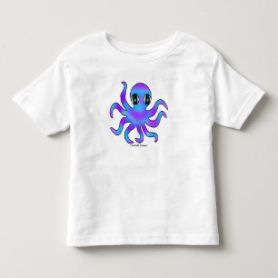 Infantil Camiseta para Criança - Polvo Azul Violeta (m)