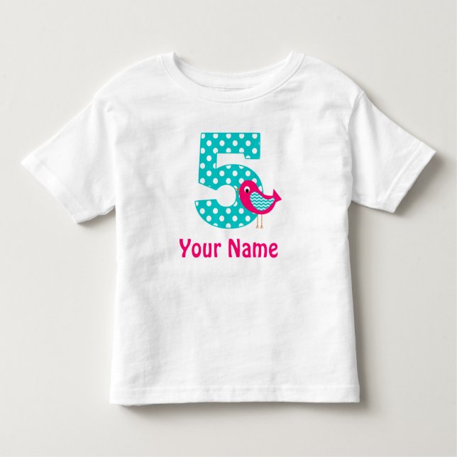 Infantil Camiseta Personalizada de Aniversário de 5 (Frente)