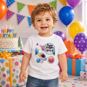 Infantil Camiseta Personalizada de Aniversário de Astronaut
