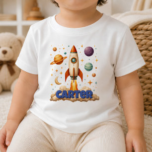 Infantil Camiseta Personalizada de Foguete Retro para Crian
