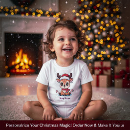 Infantil Camiseta Personalizada de Natal para Bebê Rena Pri
