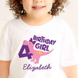 Infantil Camiseta Personalizada Dinossauro Aniversário de 4