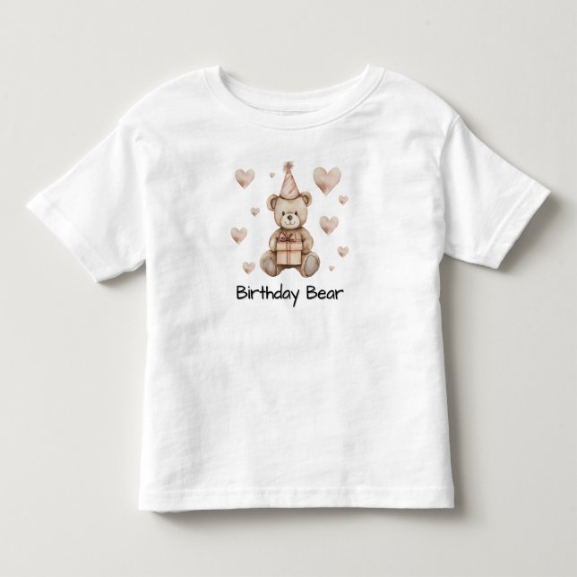 Infantil Camiseta Personalizada do Ursinho de Aniversário B (Frente)