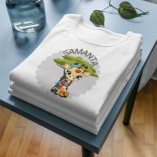 Infantil Camiseta Personalizada para Crianças Girafa