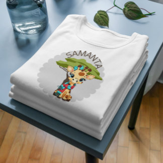 Infantil Camiseta Personalizada para Crianças Girafa