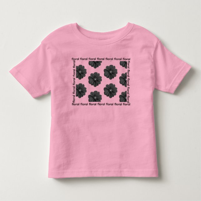Infantil Camiseta Preta Floral Elegante – Camiseta Preta Mo (Frente)