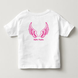 Infantil Camiseta Rosa Anjo Asas Nome de Criança