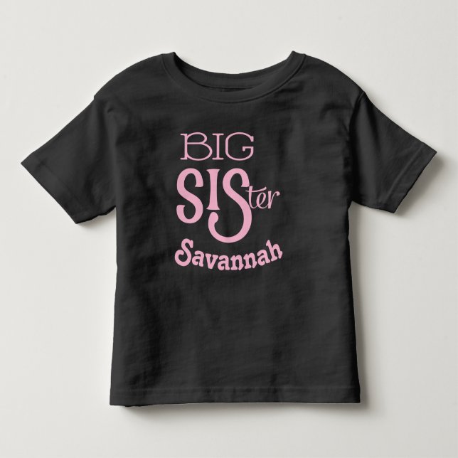 Infantil Camiseta Rosa Personalizada Irmã Mais Velha BIG Cu (Frente)