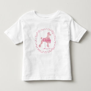Infantil Camiseta Silhueta de Poodle Rosa Personalizada