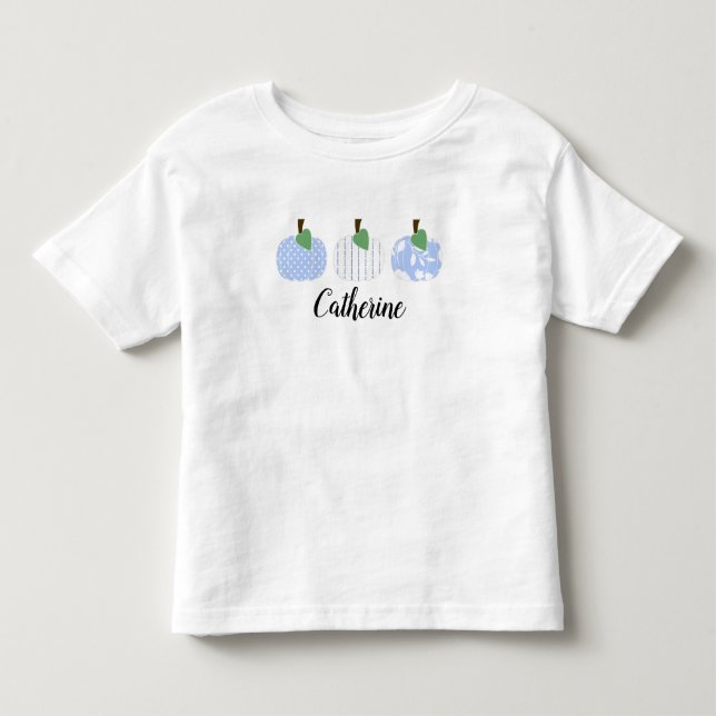 Infantil Camiseta Trio Abóbora Azul Claro para Meninas Pequ (Frente)