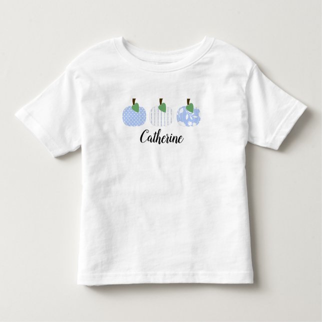 Infantil Camiseta Trio de Abóbora Azul Claro para Meninas (Frente)