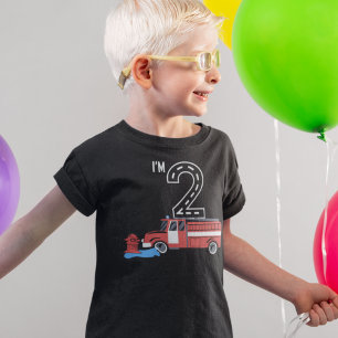 Infantil Camiseta Vermelha Bombeiro Bombeiro Menino de 2 An