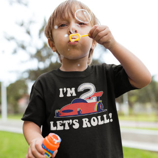 Infantil Camiseta Vermelha de Carro de Corrida para Menino