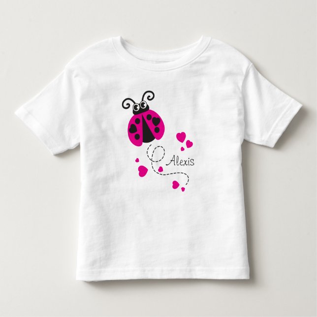 Infantil Camiseta voadora corações cor-de-rosa (Frente)