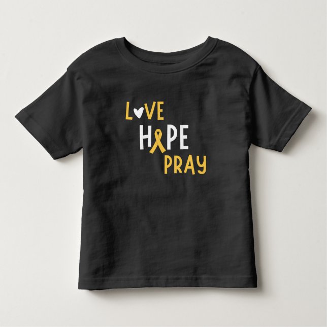 Infantil cancer de infância.love.hope.reze. Camiseta para C (Frente)