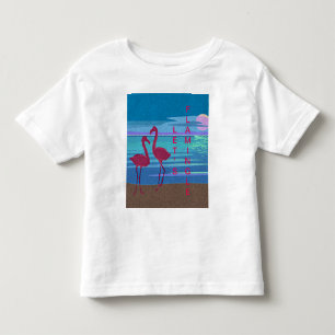 Infantil Casal de Flamingo Rosa na Camiseta Sunset Toddler