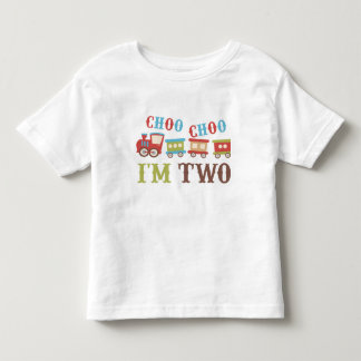 Infantil Choo Choo Eu sou Dois Camiseta de Aniversário