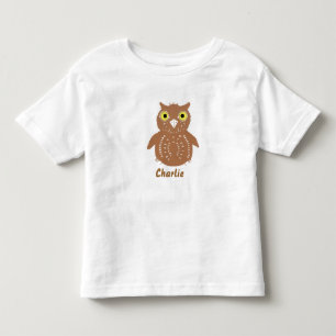 Infantil Coruja bonito de Brown, e nome, camiseta da