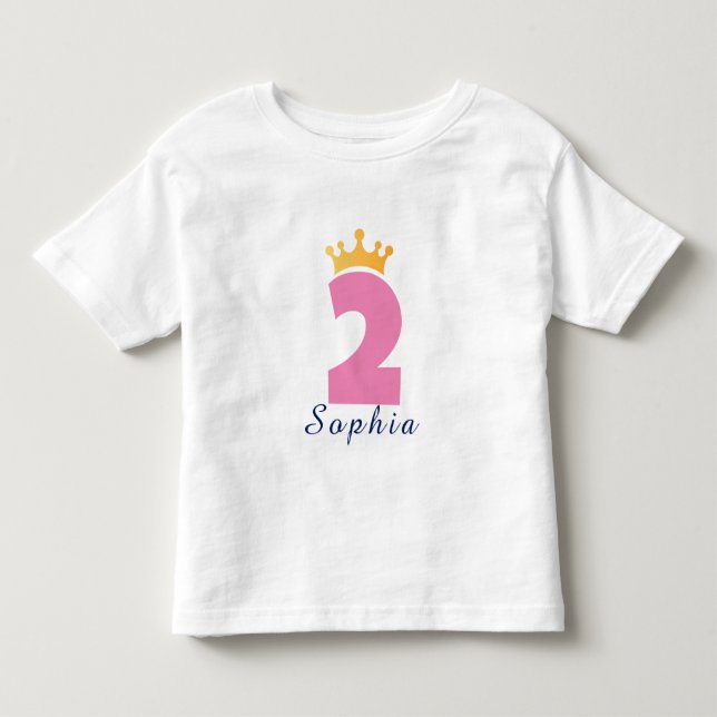 Infantil Dois e a Coroa Nome Personalizado - Camiseta de Cr (Frente)
