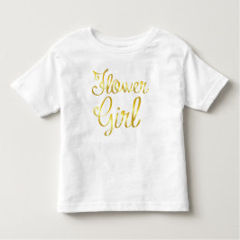 Infantil Dourada Camiseta Branca da Menina Flor