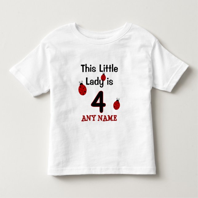 Infantil Esta Pequena Senhora tem 4 anos! Camiseta Ladybug  (Frente)