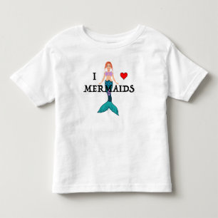 Infantil Eu Amo Design de Sereias - Camiseta de Jersey Fina