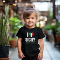Eu amo Sicília Camiseta italiana do Sinalizador He