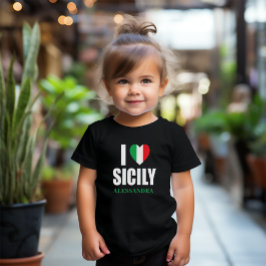 Infantil Eu amo Sicília Camiseta italiana do Sinalizador He