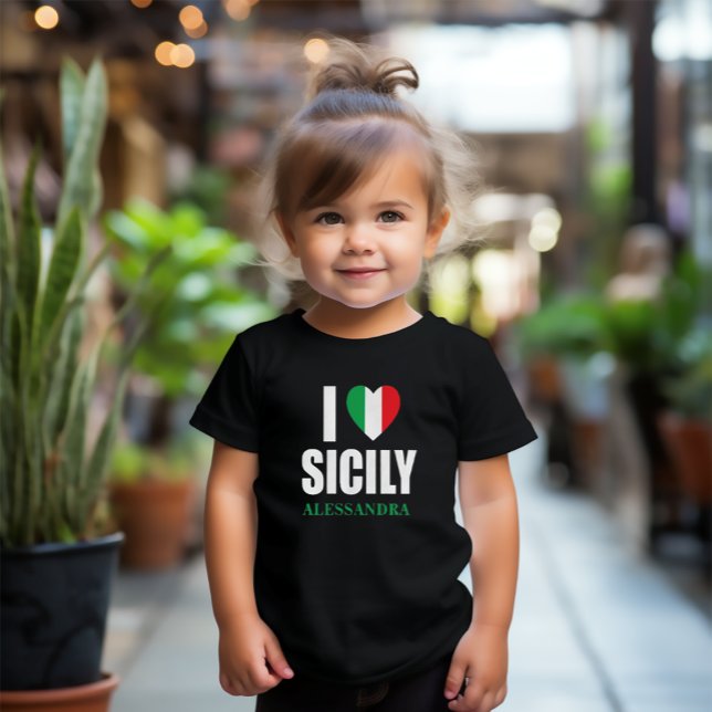Infantil Eu amo Sicília Camiseta italiana do Sinalizador He (I Love (Heart) Sicily
Toddler Tee)