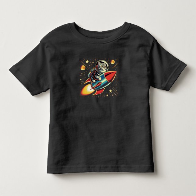 Infantil Gato Toddler numa camiseta de foguete! (Frente)