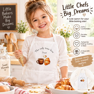 Infantil Lindo Avental de Café e Croissant – Kawaii Gi de P