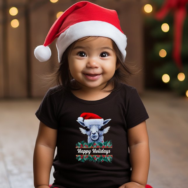 Infantil Llama com a camiseta Santa Hat Toddler (Criador carregado)