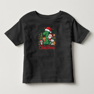 Infantil Minha 1ª Camiseta de Natal do Papai Noel & Amigos