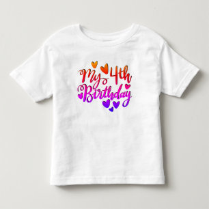 Infantil Minha camiseta de criança do arco-íris do 4º anive