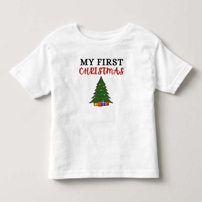 Infantil Minha Primeira Camiseta de Natal para Bebê (Frente)