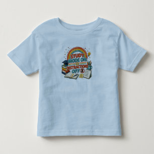 Infantil Modo de Estudo Ativado Camiseta Sem Distrações, Mo