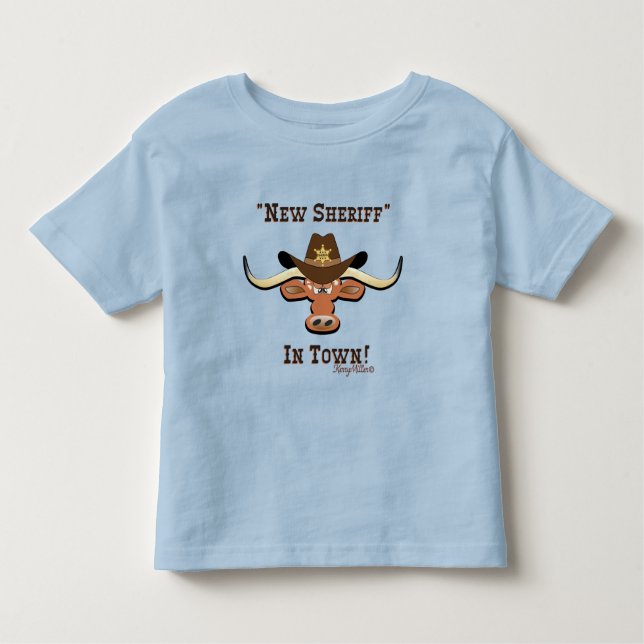 Infantil Novo Xerife Na Cidade, camiseta Longhorn Toddler (Frente)