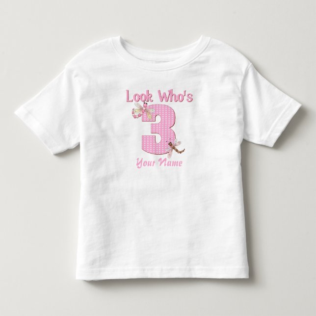 Infantil Olha quem é a camiseta de libélula cor-de-rosa (Frente)