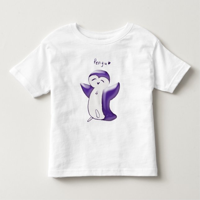 Infantil Pengu Pengim Feliz(Violeta) Camiseta de Bebê (Frente)