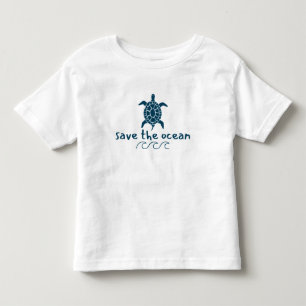 Infantil salve o oceano. tartaruga. Camiseta para Crianças