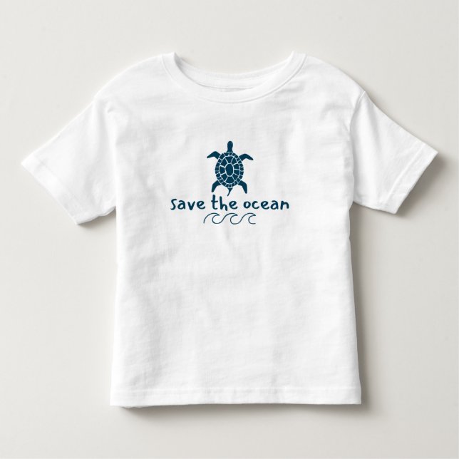 Infantil salve o oceano. tartaruga. Camiseta para Crianças (Frente)