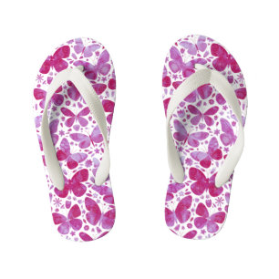 Infantis Borboletas Aquarela chinelos de criança Rosa