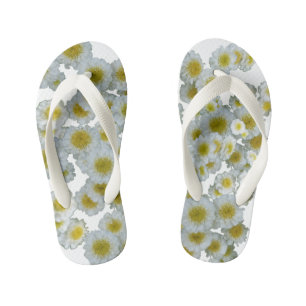 Infantis Branco com coração amarelo Flores Chinelos